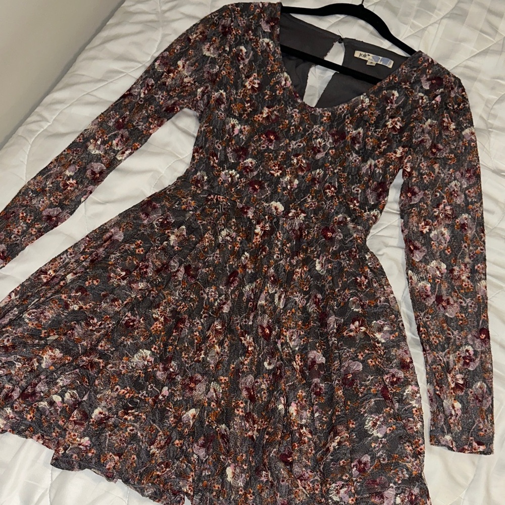 Jolt Multicolor Floral Long Sleeve Lace Dress